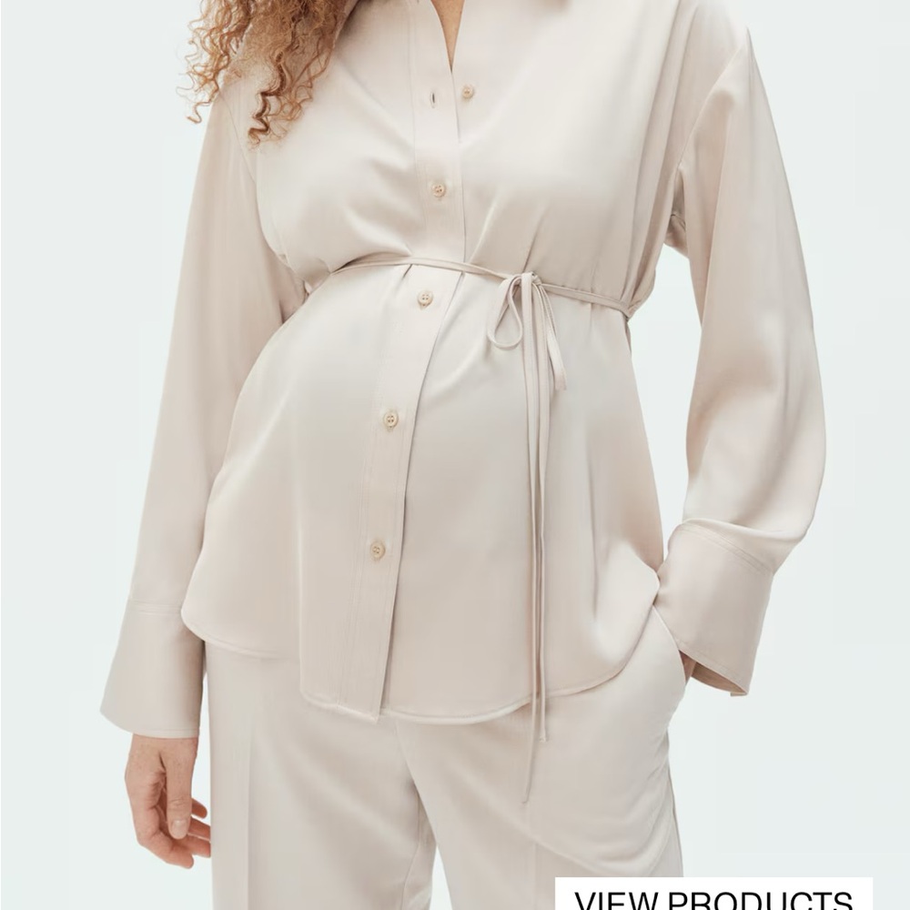 H&M Cream Button-Up Maternity Blouse